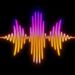 Glowing multicolored audio waveform on a black background